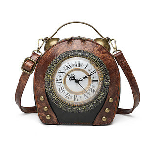 New women's bag retro handbag No. 5 battery walking clock women's bag can be worn on one shoulder and crossbody PU bag