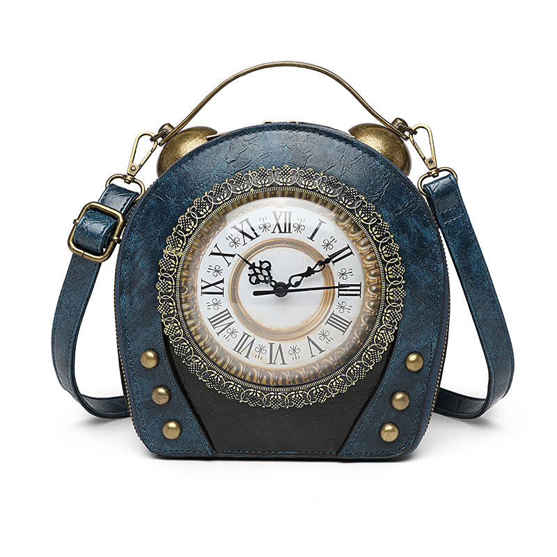 New women's bag retro handbag No. 5 battery walking clock women's bag can be worn on one shoulder and crossbody PU bag