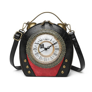 New women's bag retro handbag No. 5 battery walking clock women's bag can be worn on one shoulder and crossbody PU bag