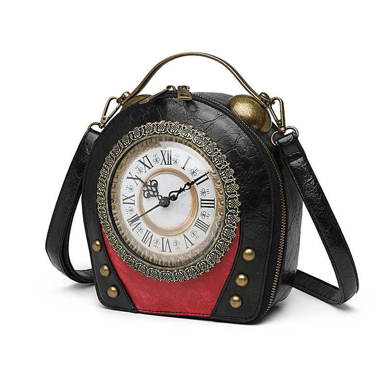 New women's bag retro handbag No. 5 battery walking clock women's bag can be worn on one shoulder and crossbody PU bag