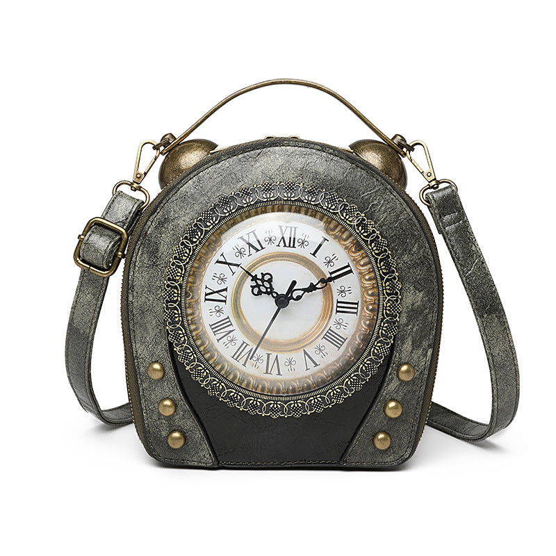 New women's bag retro handbag No. 5 battery walking clock women's bag can be worn on one shoulder and crossbody PU bag