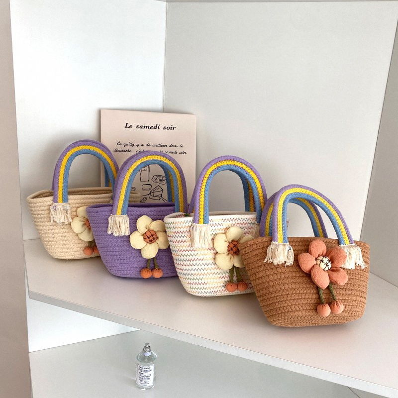 Internet celebrity versatile and stylish straw rainbow handbag