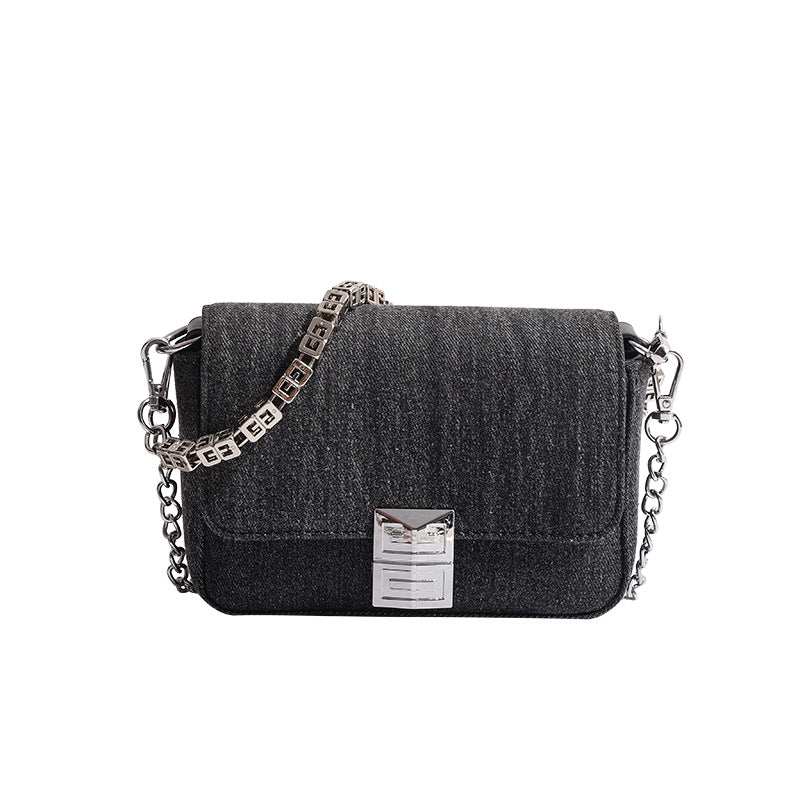 Denim Commuter Chain Crossbody Bag