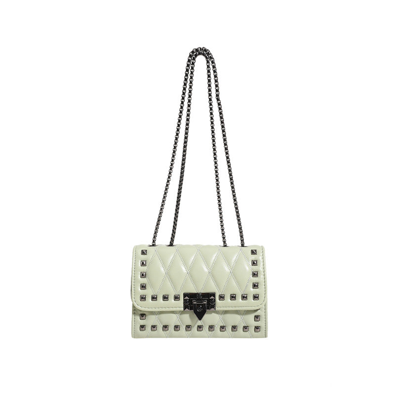 Retro rhombus chain rivet crossbody small square bag