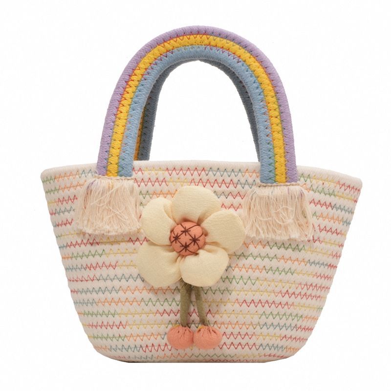 Internet celebrity versatile and stylish straw rainbow handbag