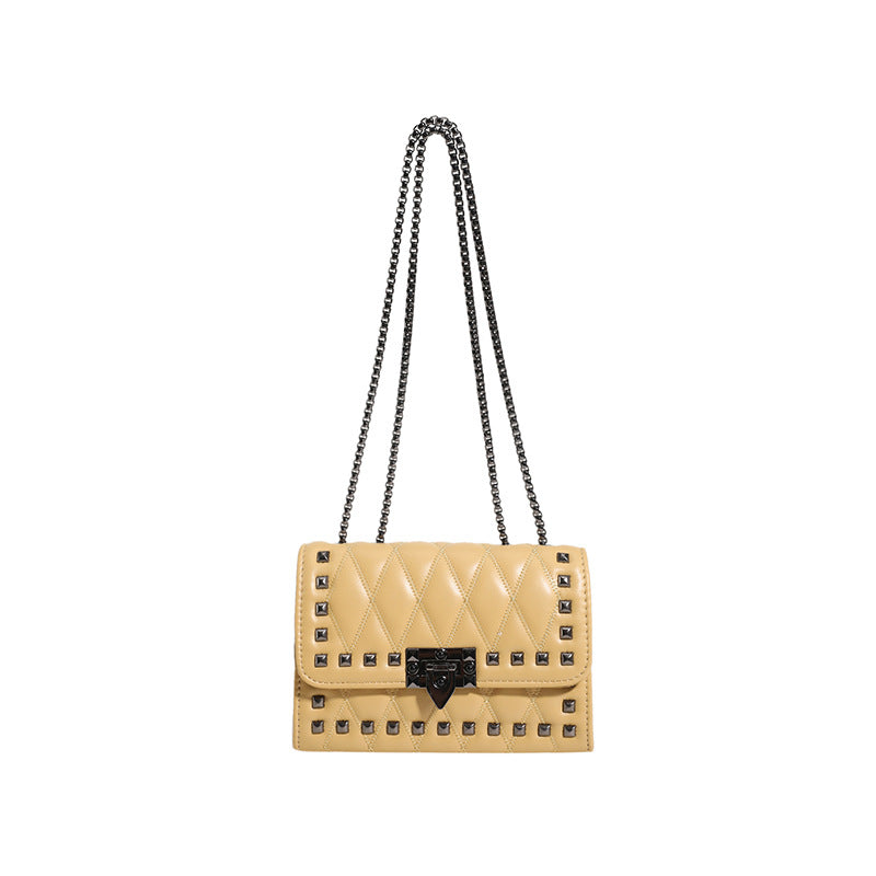 Retro rhombus chain rivet crossbody small square bag