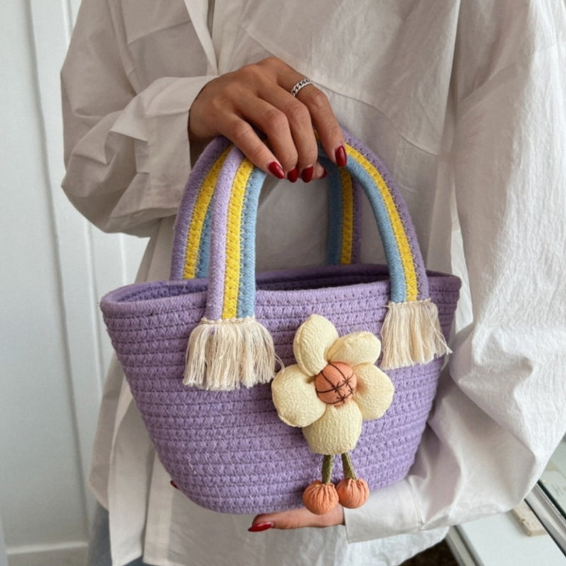 Internet celebrity versatile and stylish straw rainbow handbag