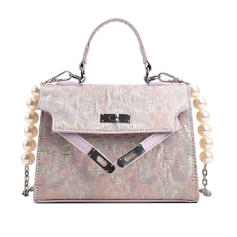 Textile Pearl Crossbody Bag