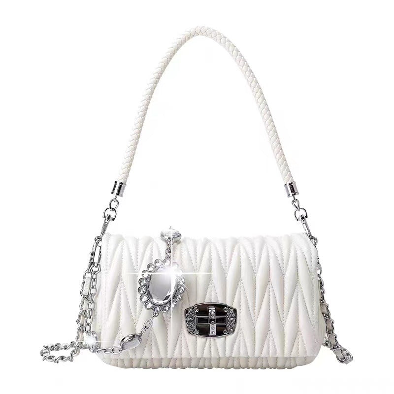 Soft Leather Fairy Bag Rhinestone Chain Shoulder Bag