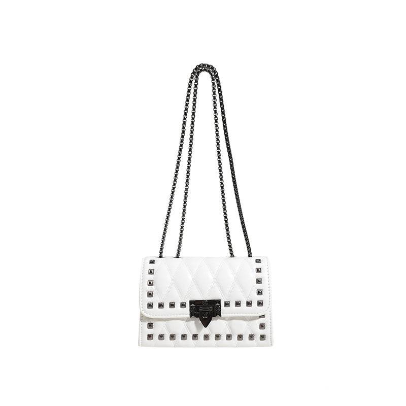 Retro rhombus chain rivet crossbody small square bag