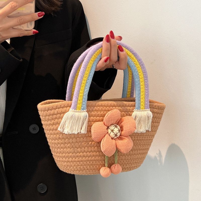 Internet celebrity versatile and stylish straw rainbow handbag