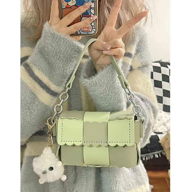 homemade material bag Japanese and Korean style pillow bag retro niche design woven biscuit bag oblique women's shoulder bag