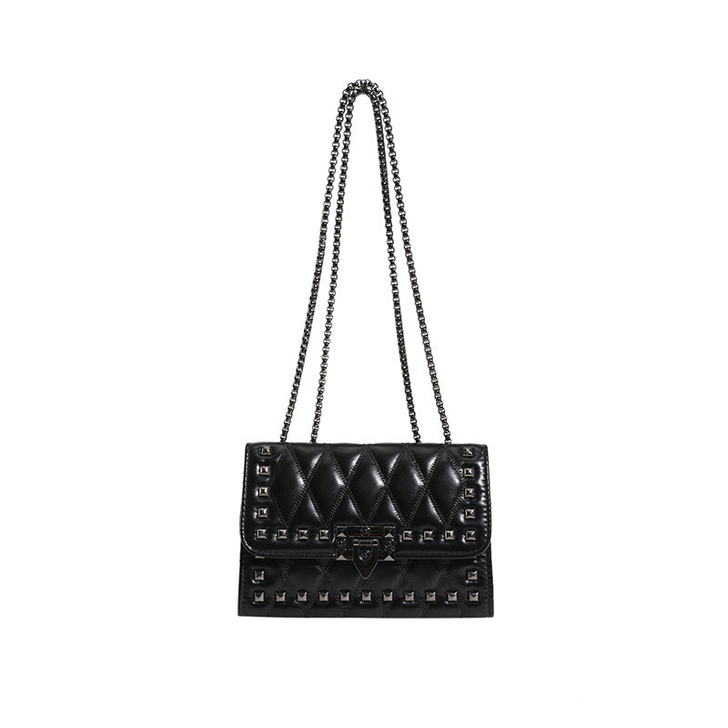 Retro rhombus chain rivet crossbody small square bag