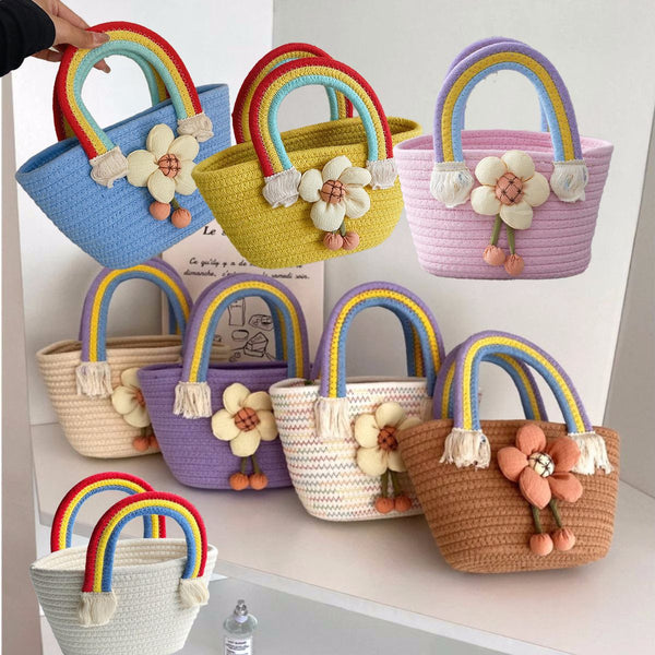 Internet celebrity versatile and stylish straw rainbow handbag