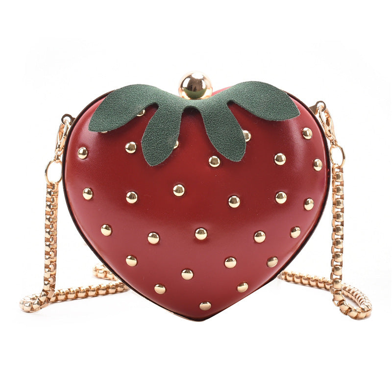 Strawberry Heart Chain Crossbody Bag