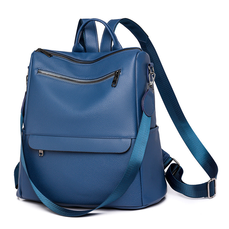 Large capacity pu soft leather backpack