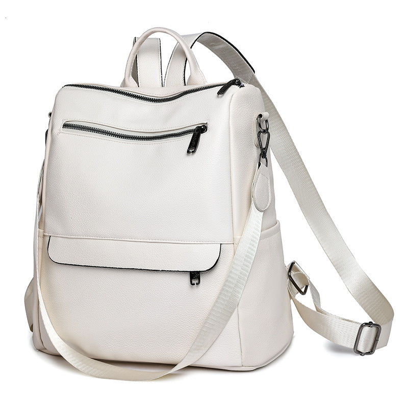 Large capacity pu soft leather backpack