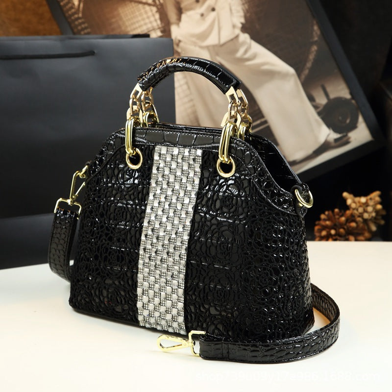 Crocodile embossed leather With Laces Crossbody Bag