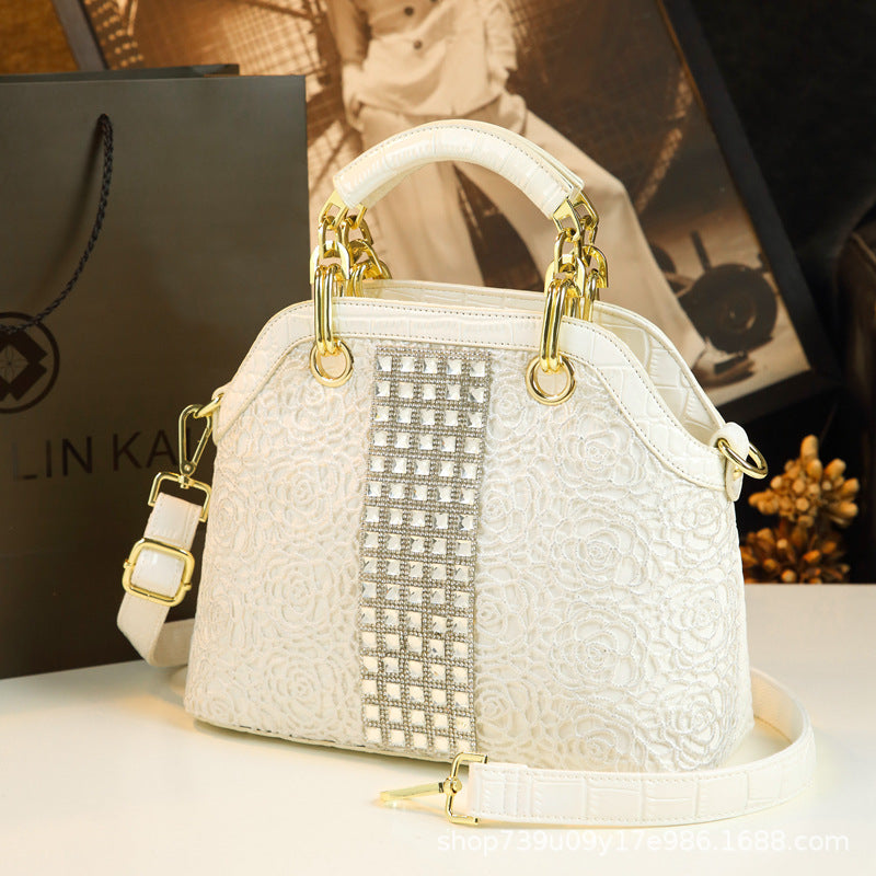 Crocodile embossed leather With Laces Crossbody Bag