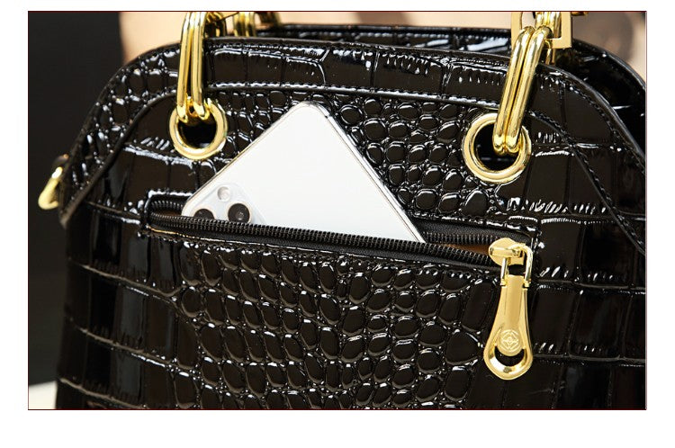 Crocodile embossed leather With Laces Crossbody Bag