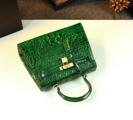 Crocodile Embossed Leather With Laces Crossbody Bag