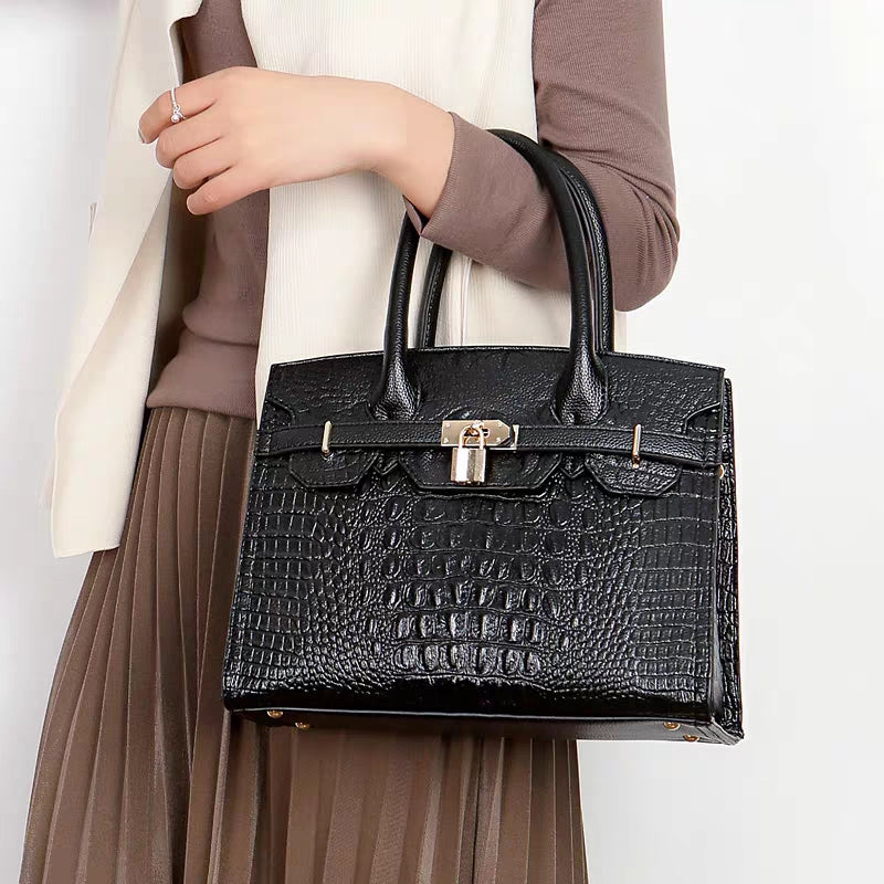 Crocodile pattern handbag bag fashion middle-aged women's bag mother bag cross-border large-capacity shoulder bag