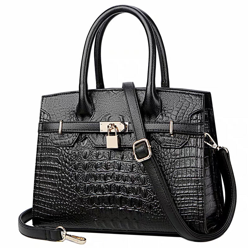 Crocodile pattern handbag bag fashion middle-aged women's bag mother bag cross-border large-capacity shoulder bag